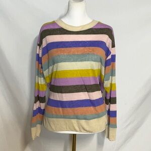 Bellerose Multicolor Striped 100% Linen Crewneck Lightweight Women's Sweater